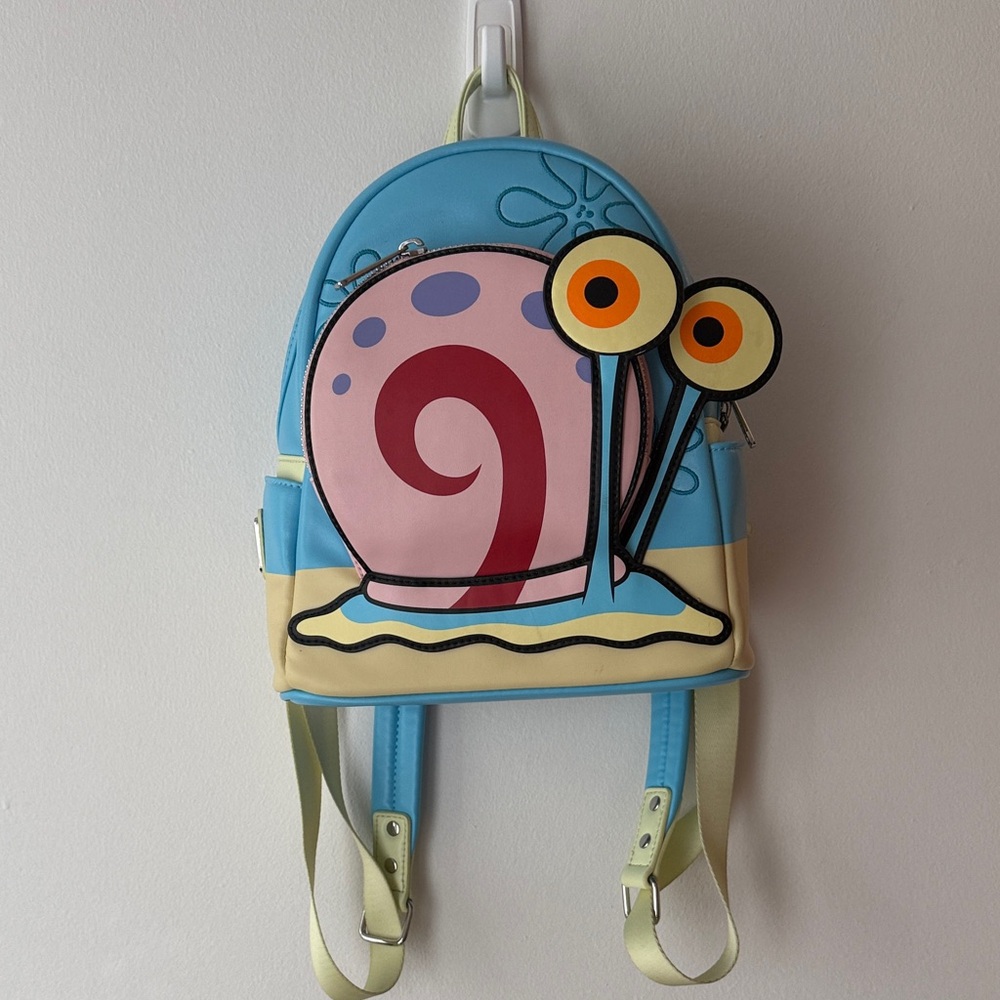 Loungefly Blue Pink Yellow Gary the Snail Mini Backpack
